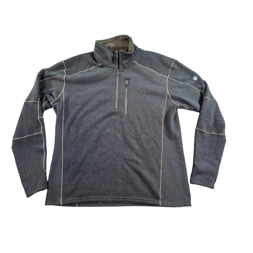 Kuhl Fleece Pullover Men XXL Gray Born in Mountains Quarter Zip Thumbhole Pocket